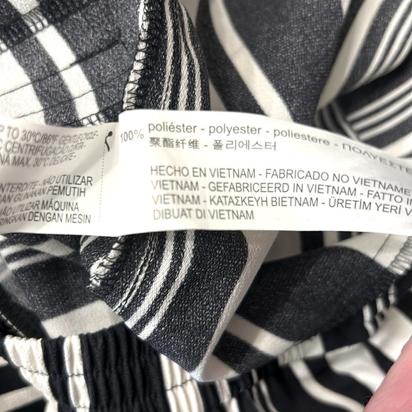 ZARA Basic Black White Stripe Drawstring Trouser Pant XS - Picture 9 of 10